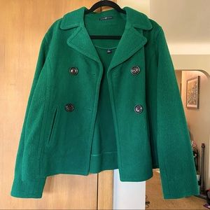 Green wool pea coat. GAP XL